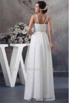 A-Line Sleeveless Beading Chiffon Floor-Length Wedding Dresses 2030022