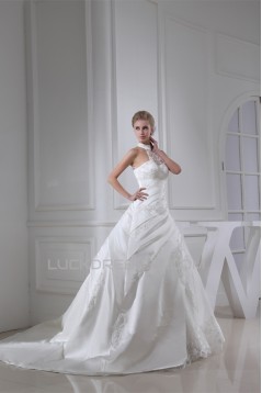 Ball Gown Sleeveless Satin Lace Fine Netting Wedding Dresses 2030025