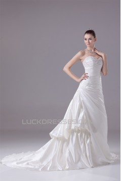 A-Line Sweetheart Beaded Appliques Court Train Wedding Dresses 2030028