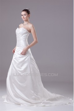 A-Line Sweetheart Beaded Appliques Court Train Wedding Dresses 2030028