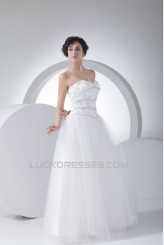A-Line Sweetheart Beaded Satin Fine Netting Wedding Dresses 2030042