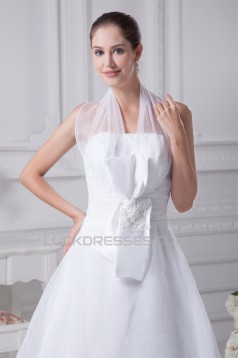 A-Line Halter Court Train Beaded Wedding Dresses 2030046
