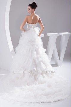 Amazing Ball Gown Sweetheart Satin Organza Ruched Wedding Dresses 2030048