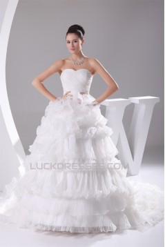 Amazing Ball Gown Sweetheart Satin Organza Ruched Wedding Dresses 2030048