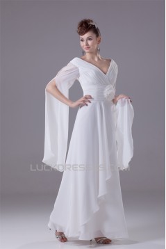 Amazing A-Line Ankle Length V-Neck Chiffon Wedding Dresses 2030050