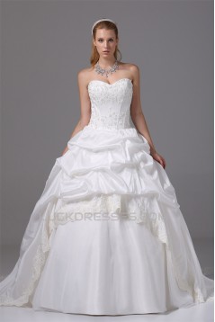 Amazing Lace Satin Organza Taffeta Sleeveless Beaded Ball Gown Wedding Dresses 2030056