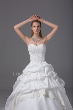 Amazing Lace Satin Organza Taffeta Sleeveless Beaded Ball Gown Wedding Dresses 2030056