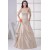 A-Line Strapless Floor-Length Beaded Satin Wedding Dresses 2030058