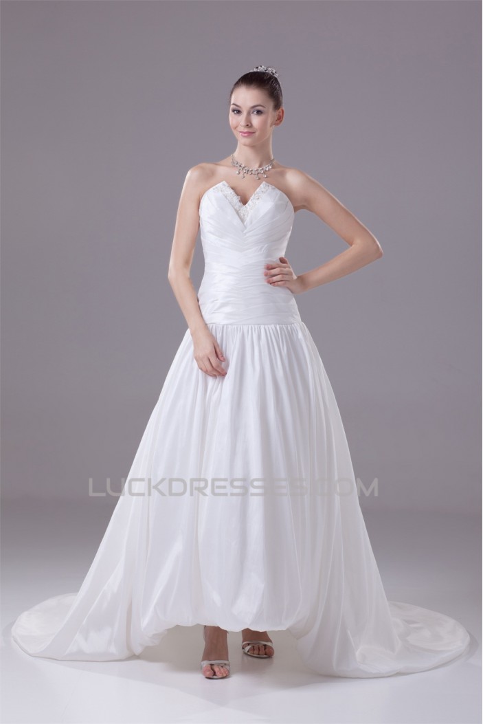 A-Line Sweetheart Beaded Taffeta Wedding Dresses 2030059