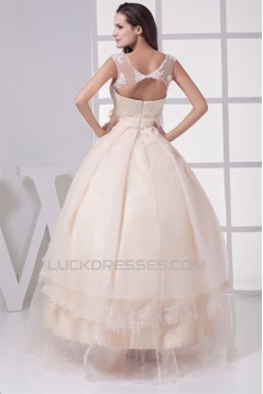 Ball Gown Sleeveless Satin Organza Fine Netting Lace Wedding Dresses 2030062