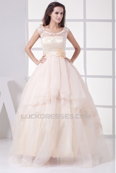 Ball Gown Sleeveless Satin Organza Fine Netting Lace Wedding Dresses 2030062