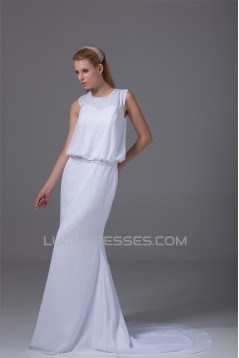 Beautiful Scoop Sleeveless Chiffon Mermaid/Trumpet Beaded Wedding Dresses 2030071
