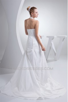 A-Line Halter Court Train Wedding Dresses 2030078