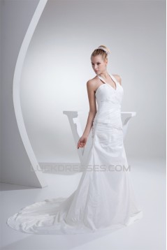 A-Line Halter Court Train Wedding Dresses 2030078