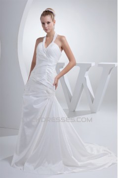 A-Line Halter Court Train Wedding Dresses 2030078