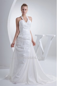 A-Line Halter Court Train Wedding Dresses 2030078