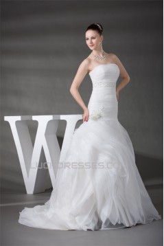 Beautiful Strapless A-Line Beaded Sleeveless Wedding Dresses 2030080