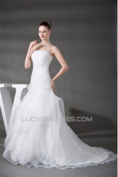 Beautiful Strapless A-Line Beaded Sleeveless Wedding Dresses 2030080