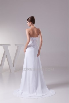 A-Line Sweetheart Beaded Appliques Chiffon Lace Wedding Dresses 2030081
