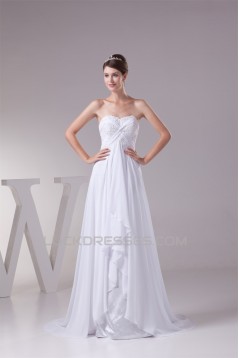 A-Line Sweetheart Beaded Appliques Chiffon Lace Wedding Dresses 2030081