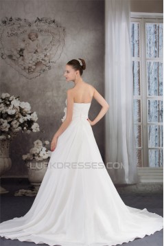 A-Line Strapless Sleeveless Beaded Taffeta Wedding Dresses 2030082