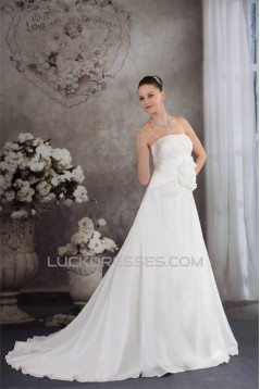 A-Line Strapless Sleeveless Beaded Taffeta Wedding Dresses 2030082