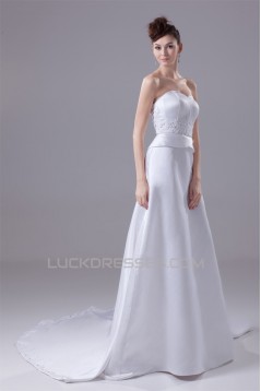A-Line Sleeveless Sweetheart Beaded Wedding Dresses 2030084