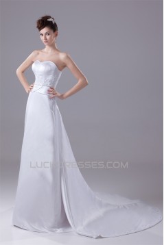 A-Line Sleeveless Sweetheart Beaded Wedding Dresses 2030084