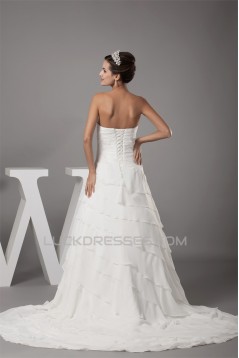 Breathtaking Sweetheart A-Line Chiffon Satin Sweet Wedding Dresses 2030086