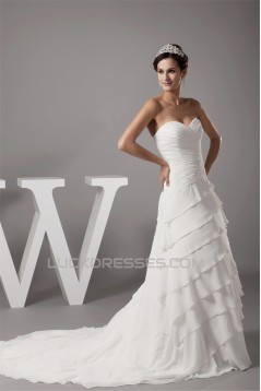 Breathtaking Sweetheart A-Line Chiffon Satin Sweet Wedding Dresses 2030086