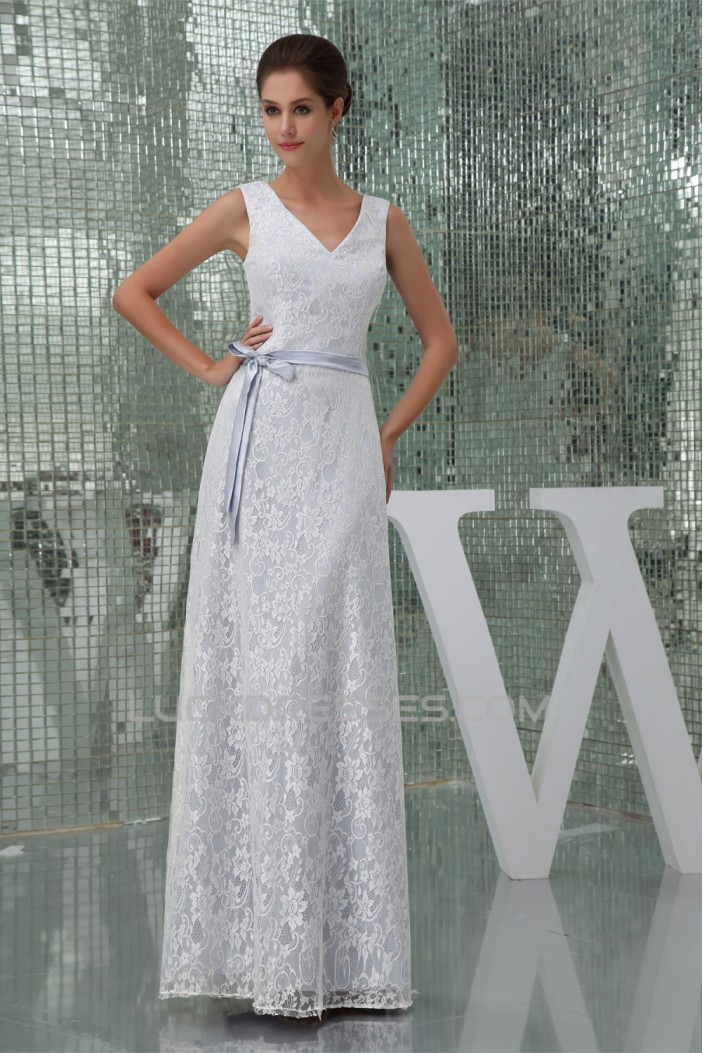 Sheath/Column V-Neck Lace Sleeveless Wedding Dresses 2030091