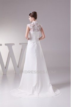 Chiffon Satin Lace High-Neck Sheath/Column Best Wedding Dresses 2030094
