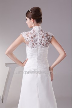 Chiffon Satin Lace High-Neck Sheath/Column Best Wedding Dresses 2030094