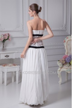Chiffon Satin Lace Strapless Sheath/Column Wedding Dresses 2030095