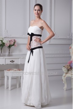 Chiffon Satin Lace Strapless Sheath/Column Wedding Dresses 2030095