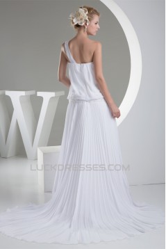 Chiffon Satin One-Shoulder Sheath/Column New Arrival Wedding Dresses 2030097