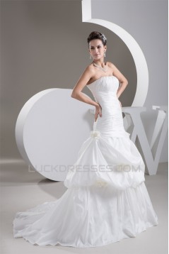 Strapless Satin Taffeta Sleeveless A-Line Wedding Dresses 2031001