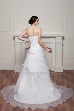 Strapless Sleeveless A-Line Satin Beautiful Wedding Dresses 2031002