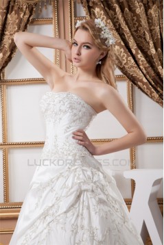 Strapless Sleeveless Ball Gown Satin New Arrival Wedding Dresses 2031005