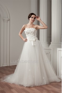 Strapless Sleeveless Satin Fine Netting Wedding Dresses 2031007