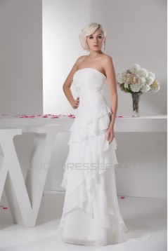 Strapless Sleeveless Sheath/Column Chiffon Wedding Dresses 2031009
