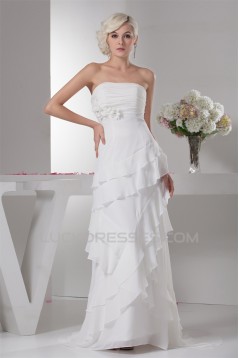 Strapless Sleeveless Sheath/Column Chiffon Wedding Dresses 2031009