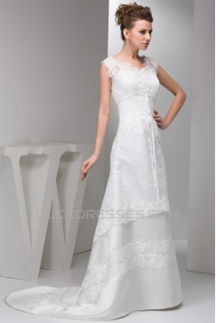 Straps Sleeveless A-Line V-Neck Lace Wedding Dresses 2031011