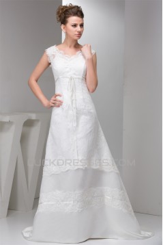 Straps Sleeveless A-Line V-Neck Lace Wedding Dresses 2031011
