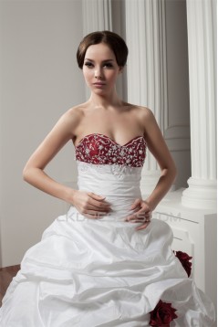 Sweetheart A-Line Satin Taffeta Sleeveless Lace Wedding Dresses 2031014