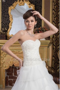 Sweetheart Satin A-Line Sleeveless Beaded Lace Wedding Dresses 2031020