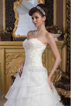 Sweetheart Satin A-Line Sleeveless Beaded Lace Wedding Dresses 2031020