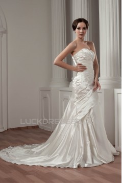 A-Line Sweetheart Court Train Beautiful Wedding Dresses 2031022