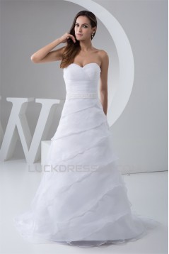 A-Line Sweetheart Sleeveless Beaded Wedding Dresses 2031026