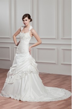 Unique Design Taffeta A-Line Sleeveless Wedding Dresses 2031043